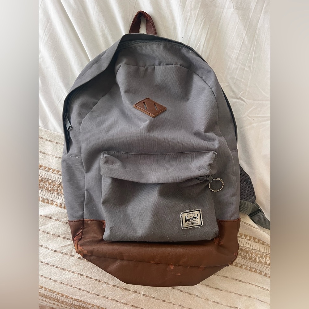 Herschel Supply Company Gray and Brown Backpack with Suede Accents